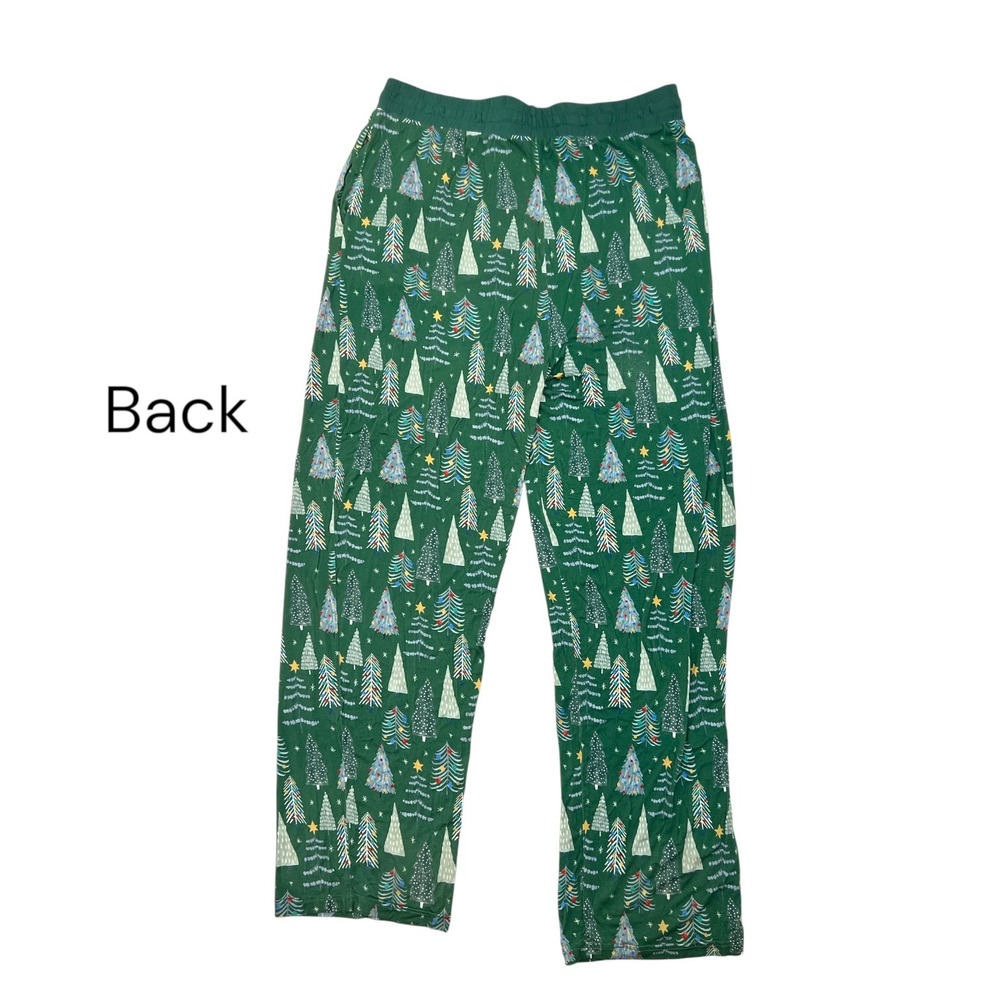 Little Sleepies Men's L Green Twinkling Trees Bamboo Pajama Set Christmas PJs - Picture 3 of 8